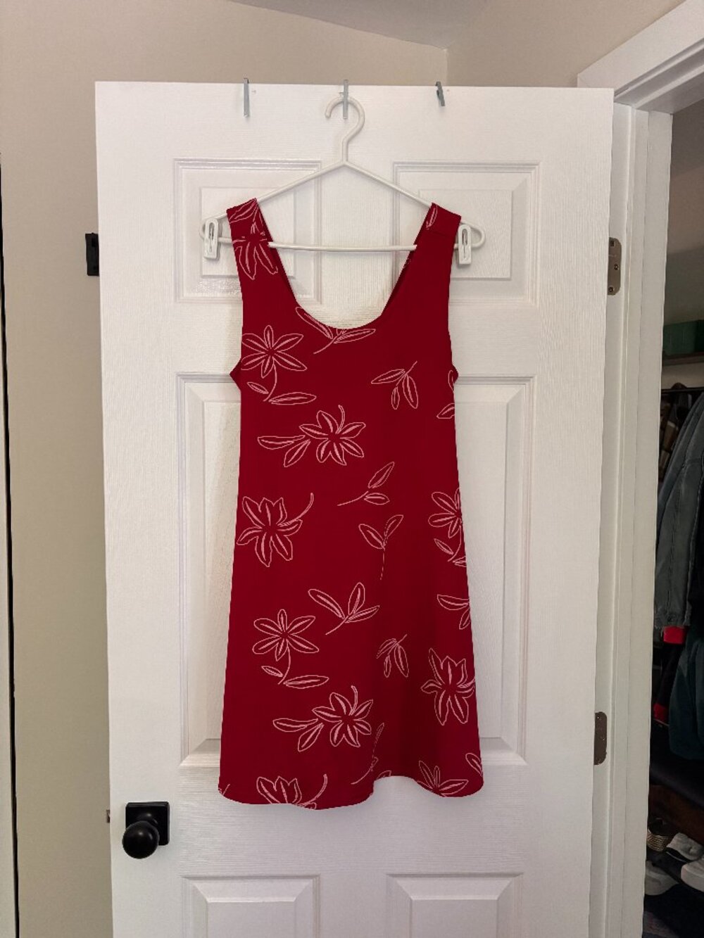 Red Floral Summer Dress | Y2K Tropical Vacation Dress (Medium)